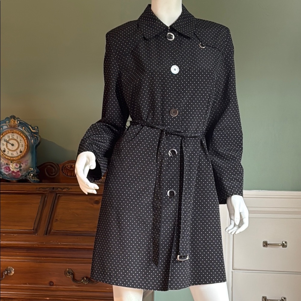 Vintage Black Polka Dot Trench Coat